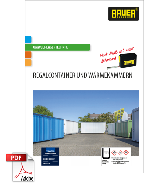Prospekt Regalcontainer und Wärmekammern